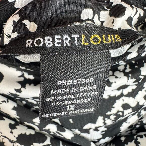 Robert Louis NWT Black White Floral Stretchy Straight Leg High Rise Pants Sz 1X - Picture 4 of 5
